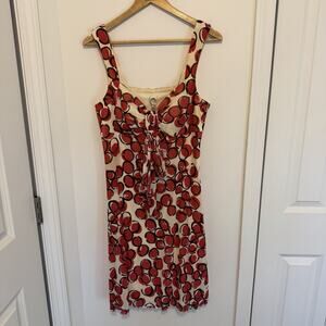 Vintage Sangria Brand Cocktail Party Dress Red Polka Dots Fitted Top Size 14